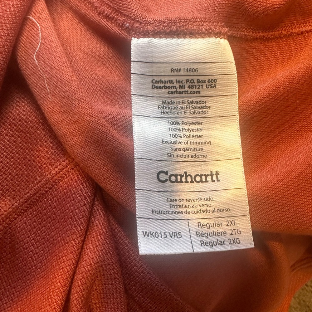 CARHARTT Women’s Rust Quarter Zip Pull Over Size XXL - Picture 7 of 7
